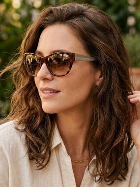 Burberry B 4174 (Havana/Gold) cat-eye sunglasses.